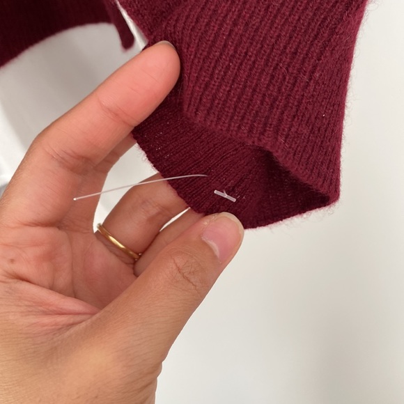 Charter Club Luxury Cashmere Jewel Burgundy White Layer Knit Sweater - Picture 5 of 16